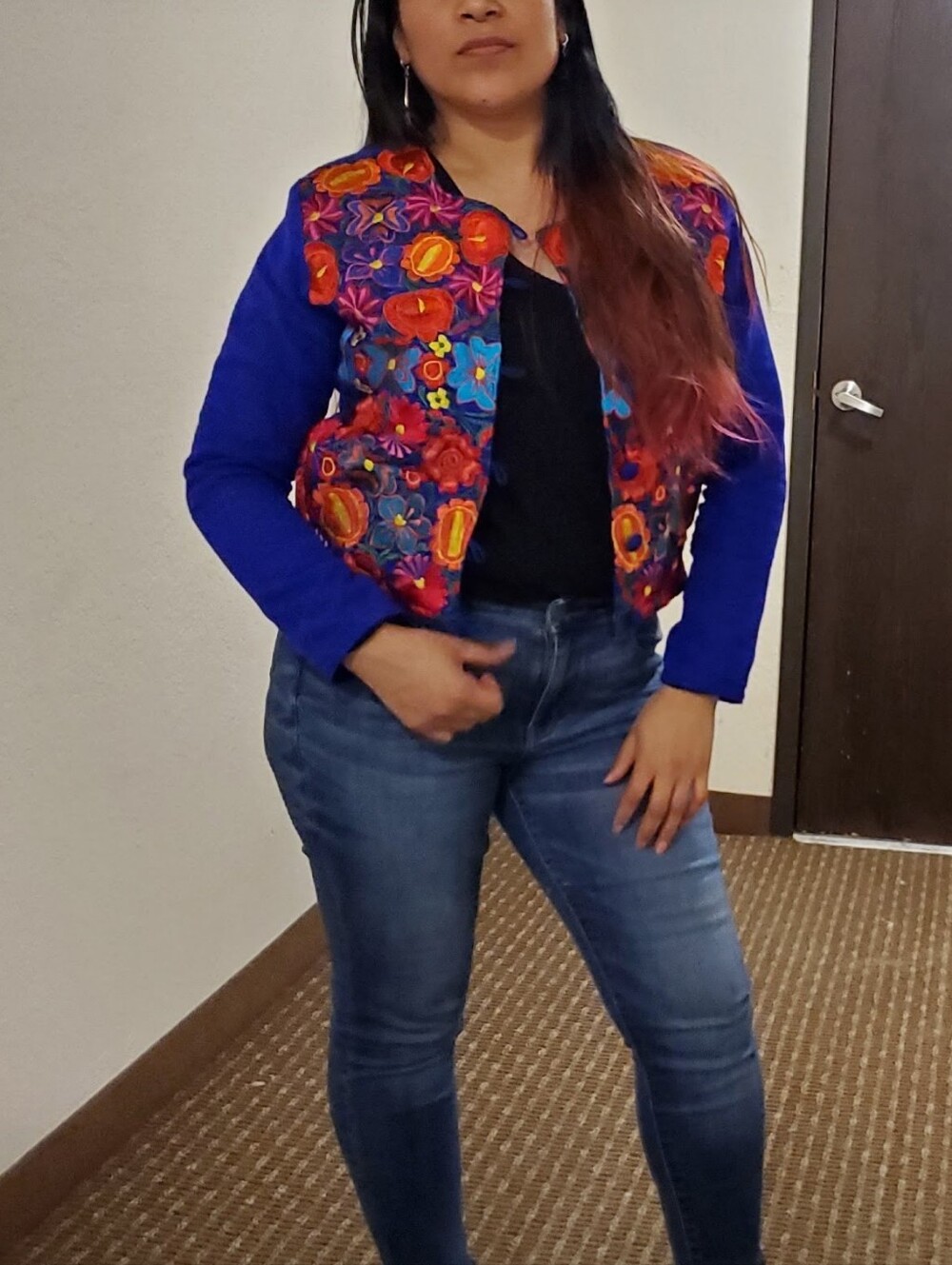 Mexican Embroidery Jacket Women Size M